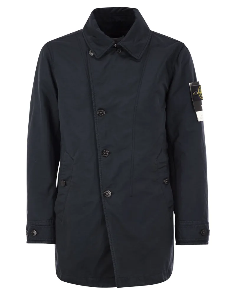 Stone Island Short Trench Coat mit Anti -Tropfbehandlung Navy