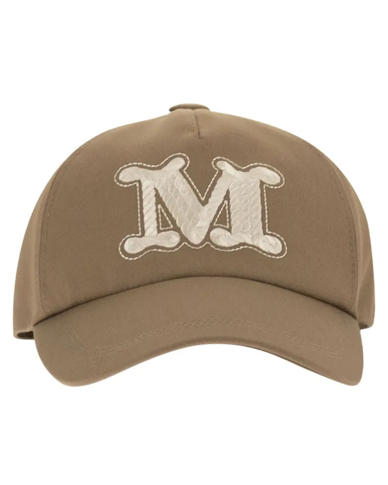 Max Mara Mxaribaldo wasserabweisende Gabardine-Baseballkappe Beige