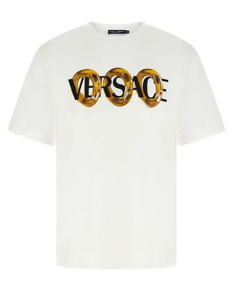 Versace Logo Print T -Shirt White