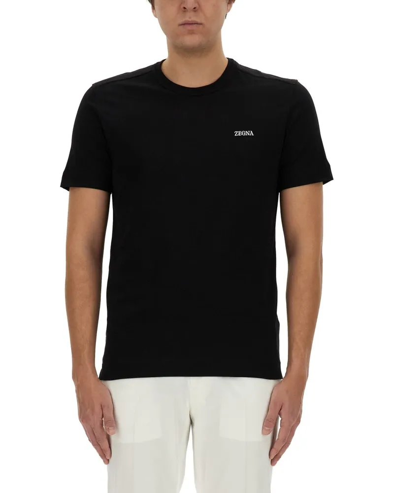 Ermenegildo Zegna T -Shirt mit Logo Black