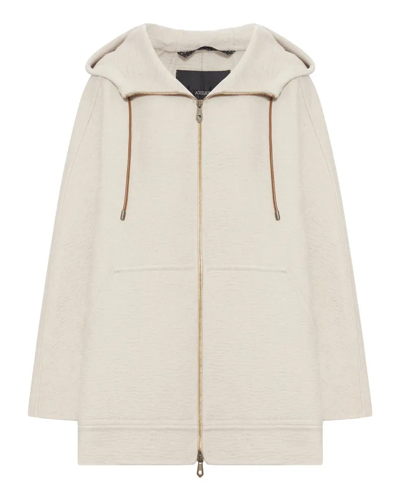 Max Mara Doppellagiger Sweatshirt-Mantel aus reinem Kaschmir Sabbia