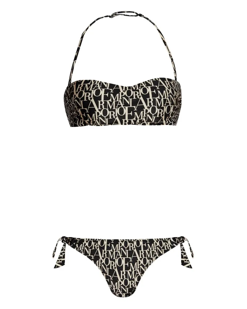 Emporio Armani Allover Logo Bikini Set Black