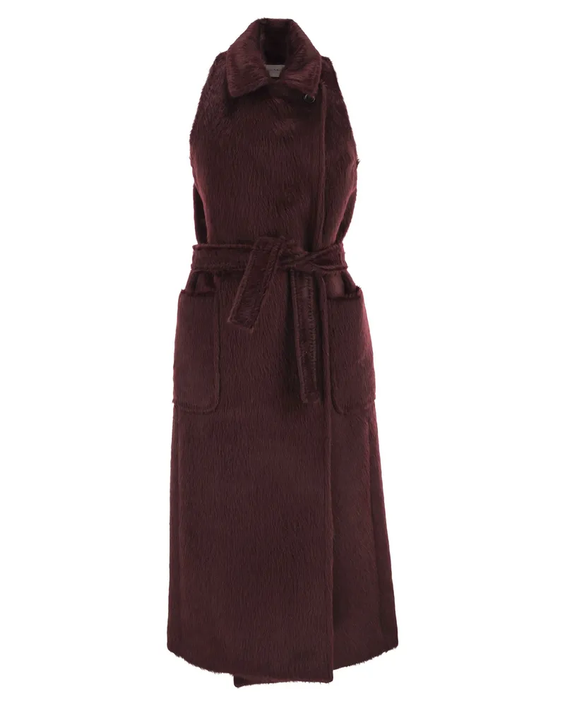 Max Mara Abbozzi1234 Ärmelloser Mantel aus Alpaka und Wolle Bordeaux
