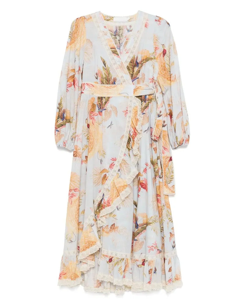 Zimmermann Ascension bedrucktes Midi -Kleid Clear