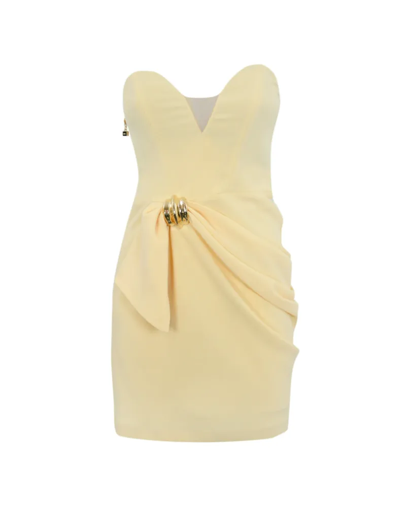 Elisabetta Franchi Kleid mit Makrobogen Yellow