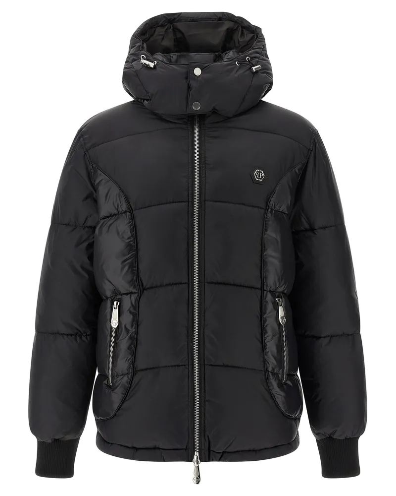 Philipp Plein Logo Patch Down Jacke Black
