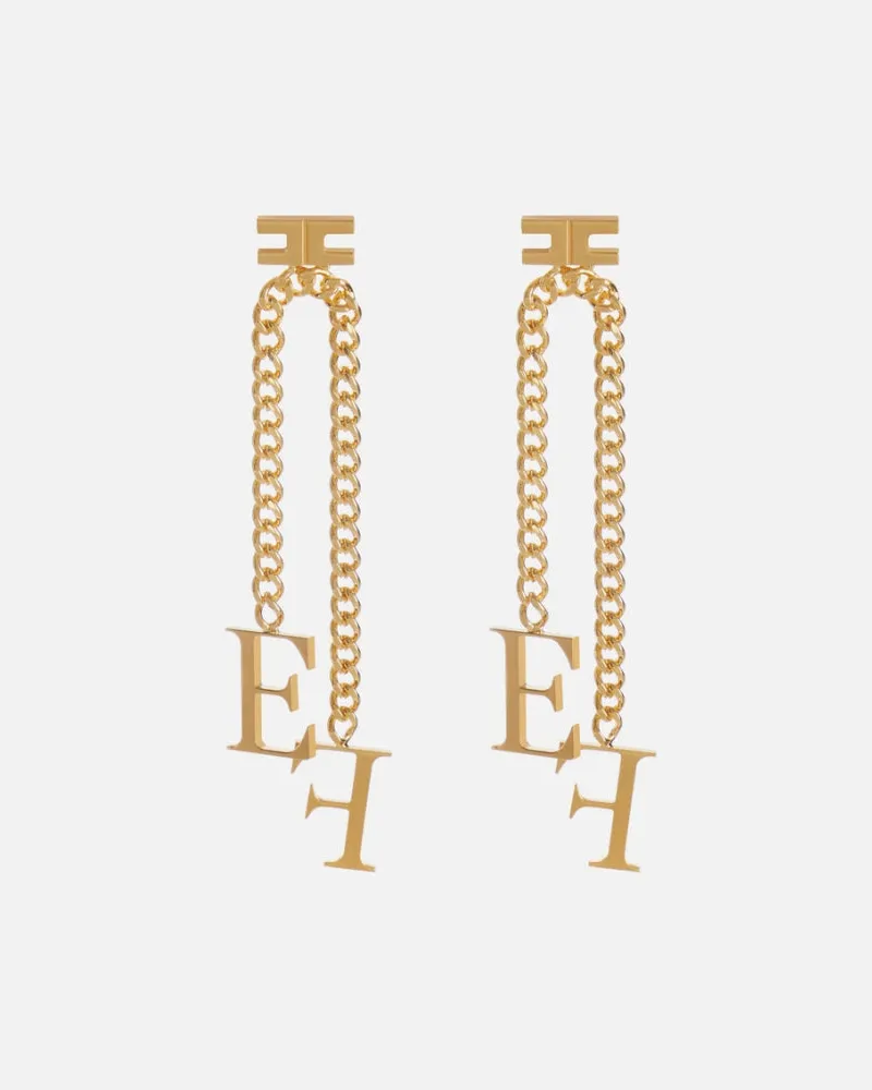 Elisabetta Franchi Ohrringe mit Anhängerkette Golden
