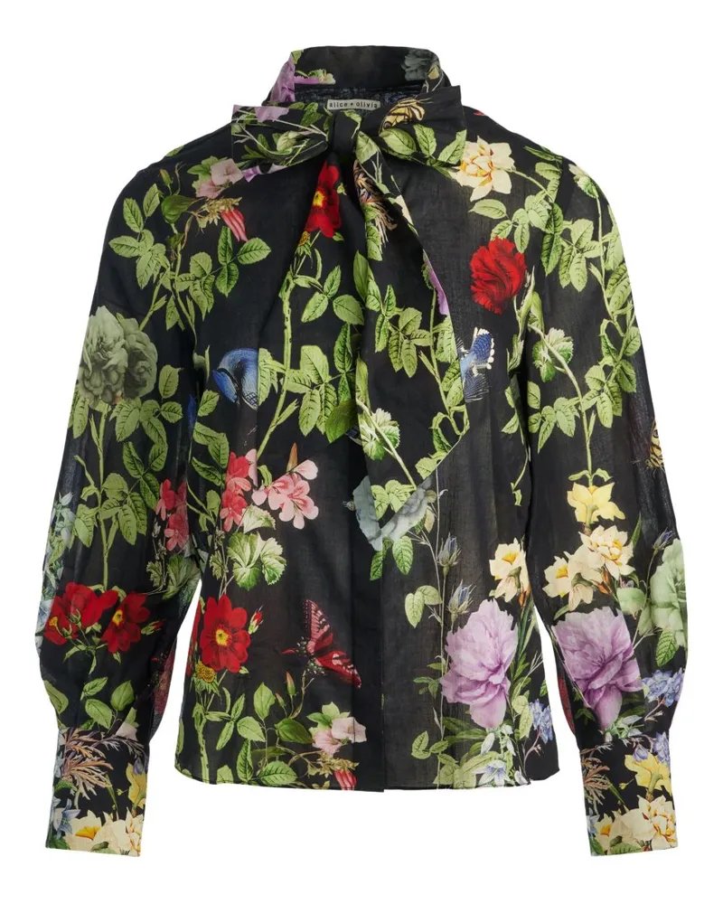 Alice + Olivia Lloyd Baumwollbluse Black