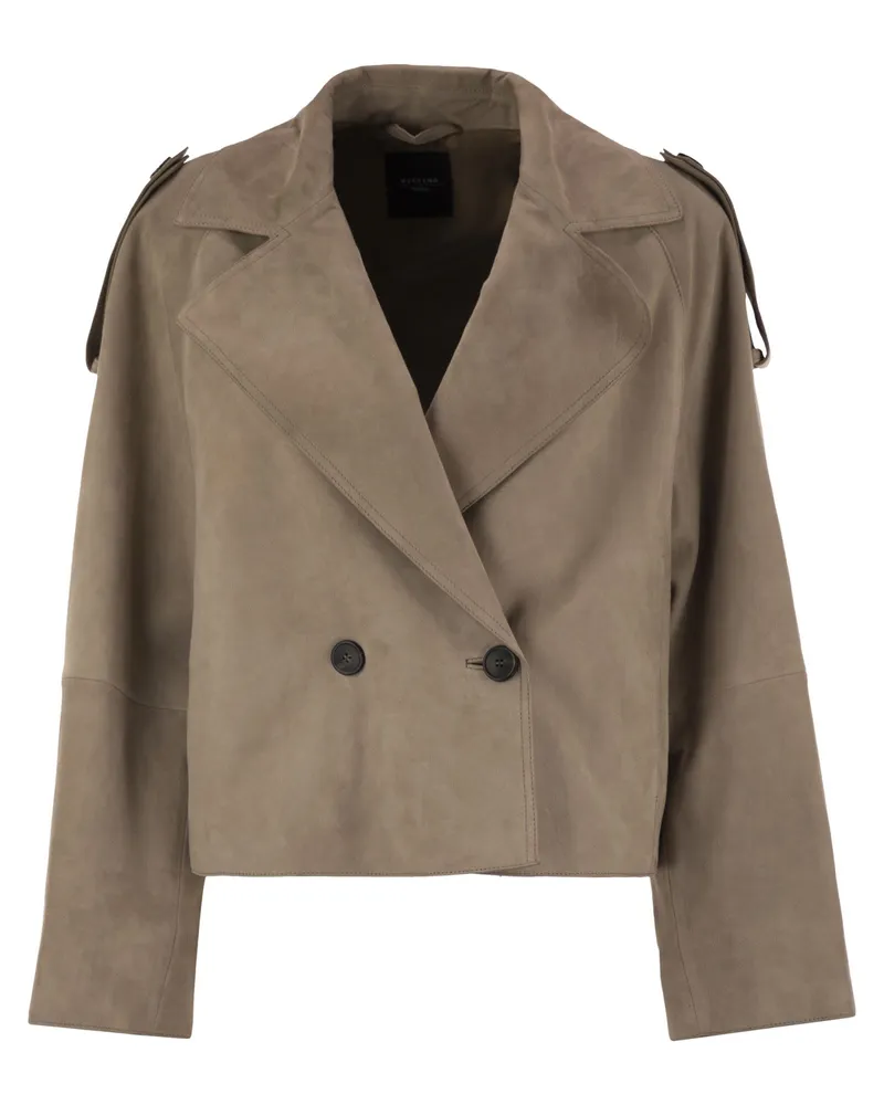 Max Mara Wochenende Max Mara Maga Kurzer Wildleder -Trenchcoat Beige