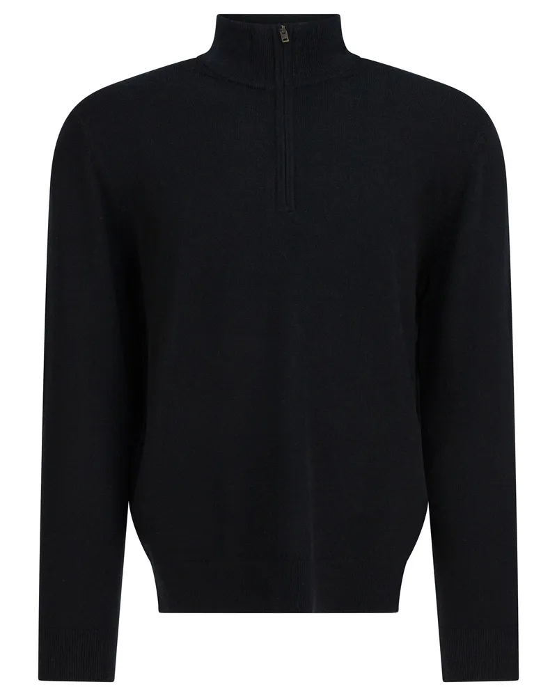 Vince Kaschmirpullover mit halbem Reißverschluss Black