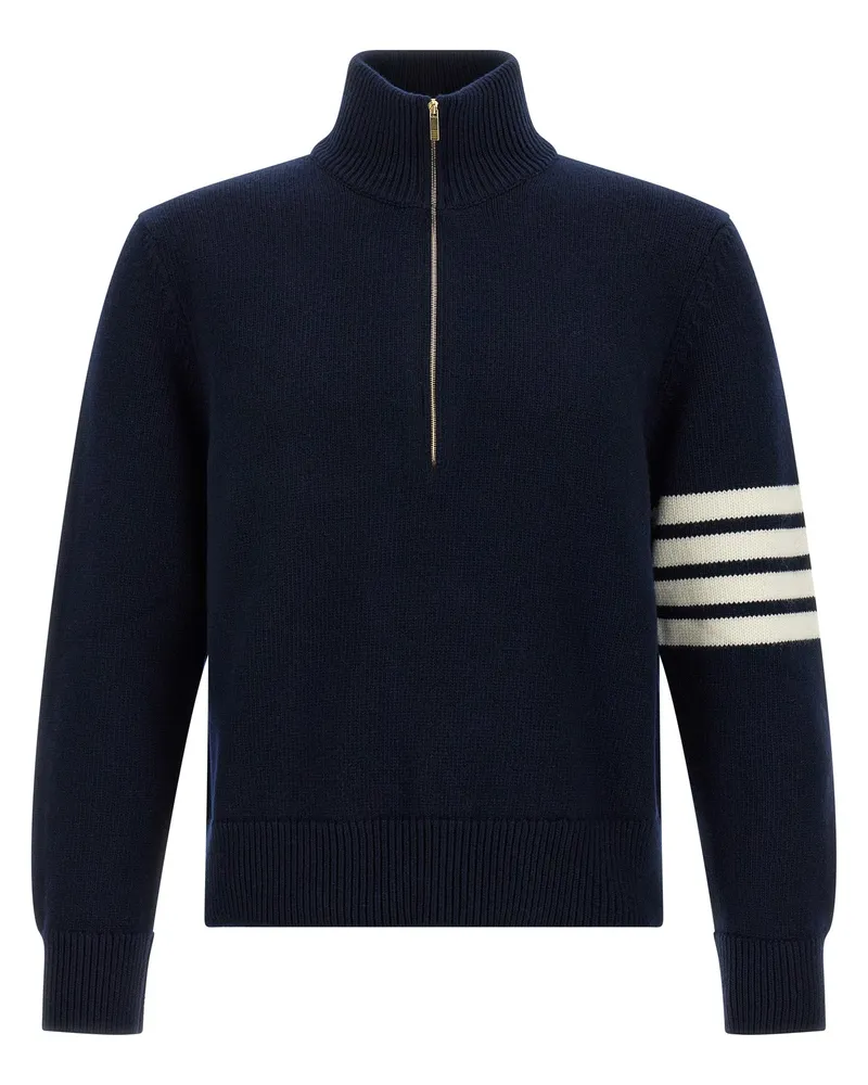 Thom Browne Bar Halb Zip Pullover Blue