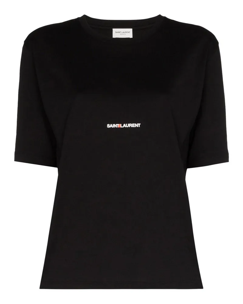 Saint Laurent Cotton Logo T -Shirt Black