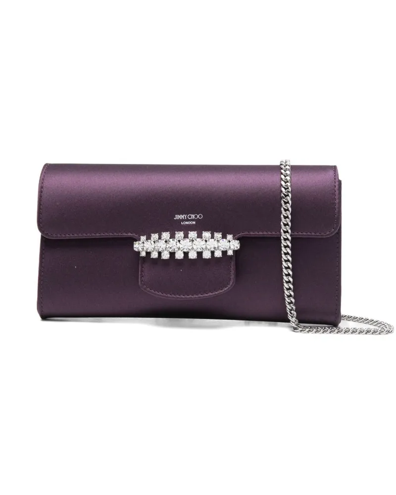 Jimmy Choo Bing Satin-Geldbörse mit Kette Bordeaux
