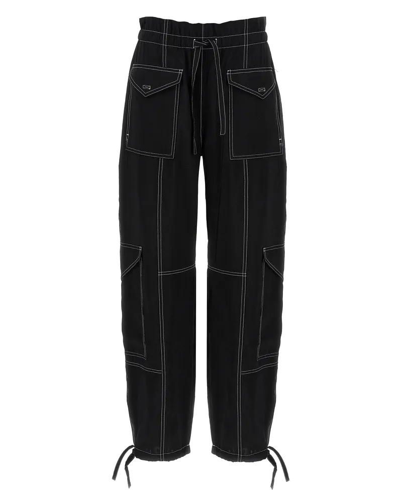 Ganni leichte Slubtasche' Hosen Black