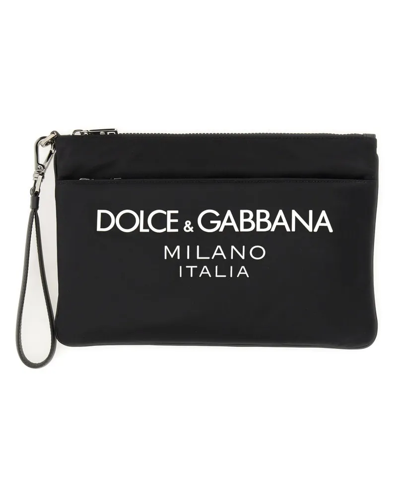 Dolce & Gabbana Beutel mit gummiertem Logo Black