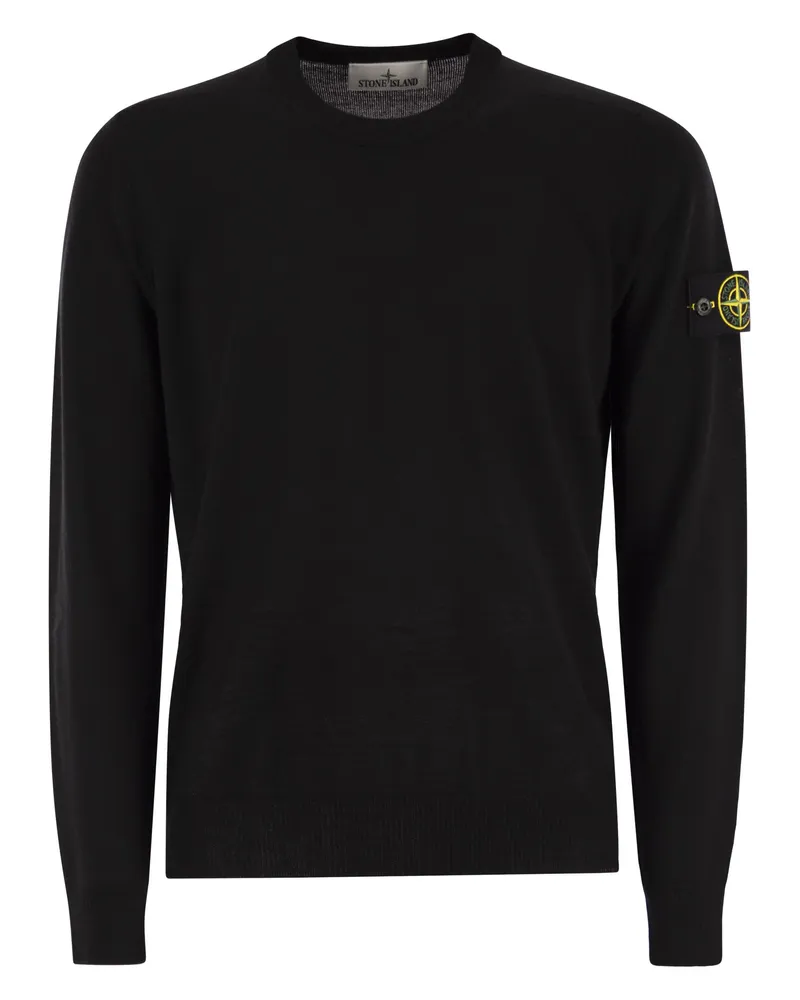 Stone Island Round Hals -Jumper mit geprägter Nähten Black