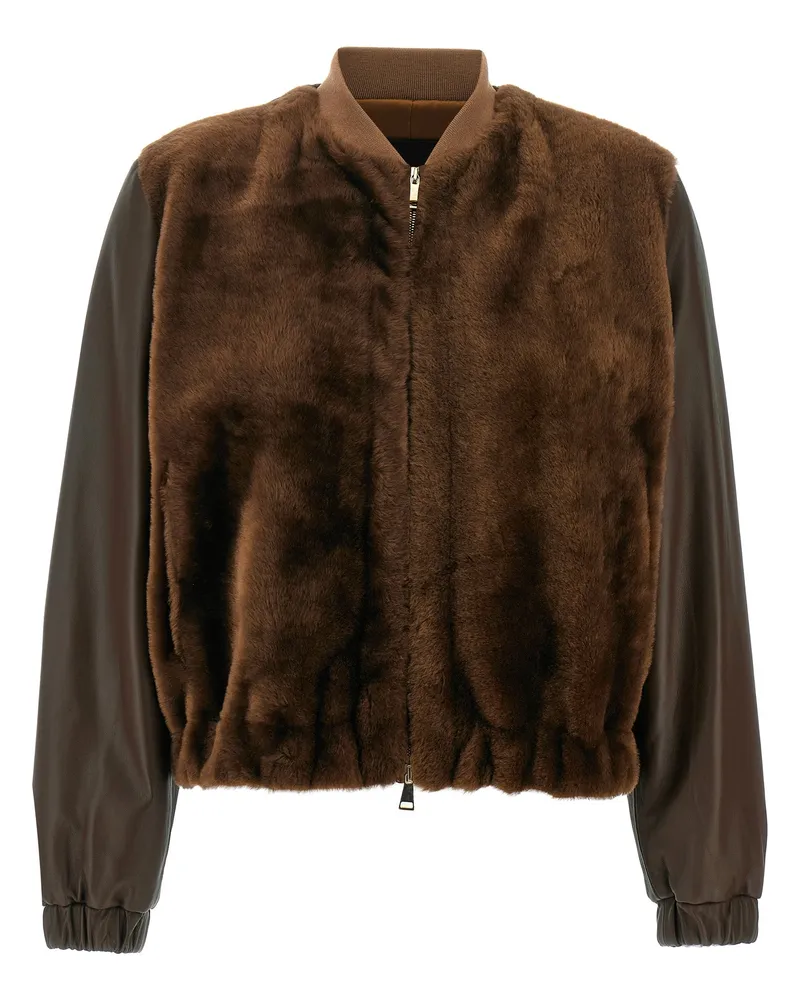 Fabiana Filippi Pelz Weste Bomber Jacke Brown