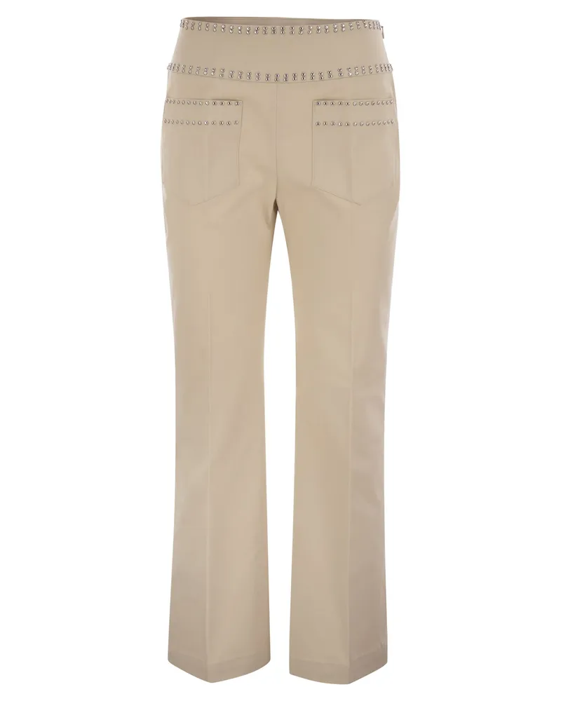 Max Mara Astrale1234 Stretch -Baumwoll -Fackelhosen Beige