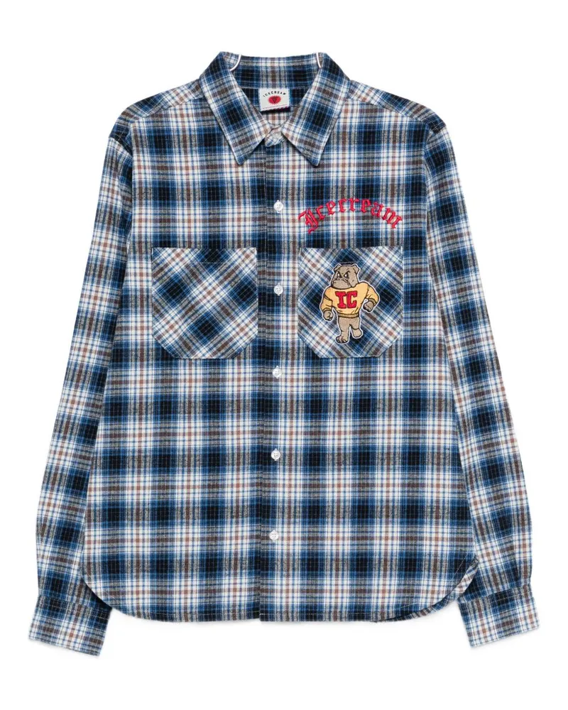 ICECREAM Eiscreme-kariertes Baumwollhemd Blue