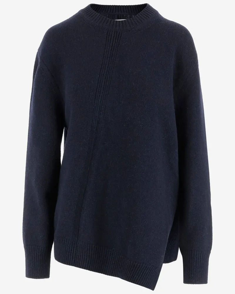Jil Sander Jil Schleifer Asymmetrische Wolle Mischpullover Blue