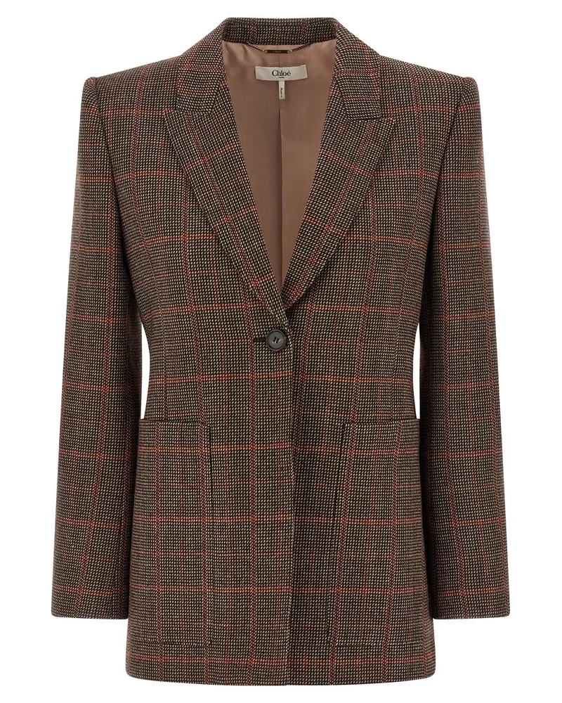 Chloé Chloé Check Wolle Blazer Brown
