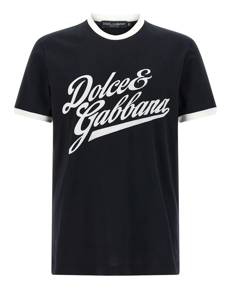 Dolce & Gabbana Velvet Logo T -Shirt Blue