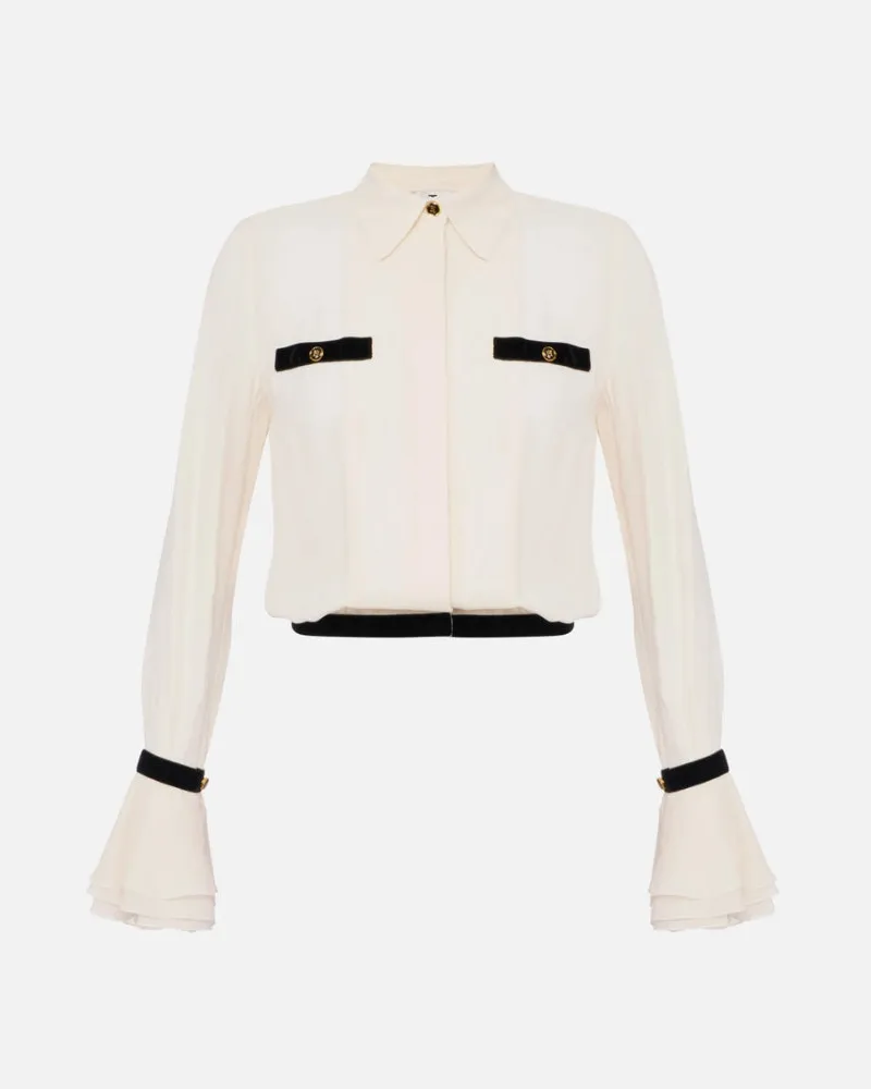 Elisabetta Franchi Shirt mit Juwelenknöpfen Latte