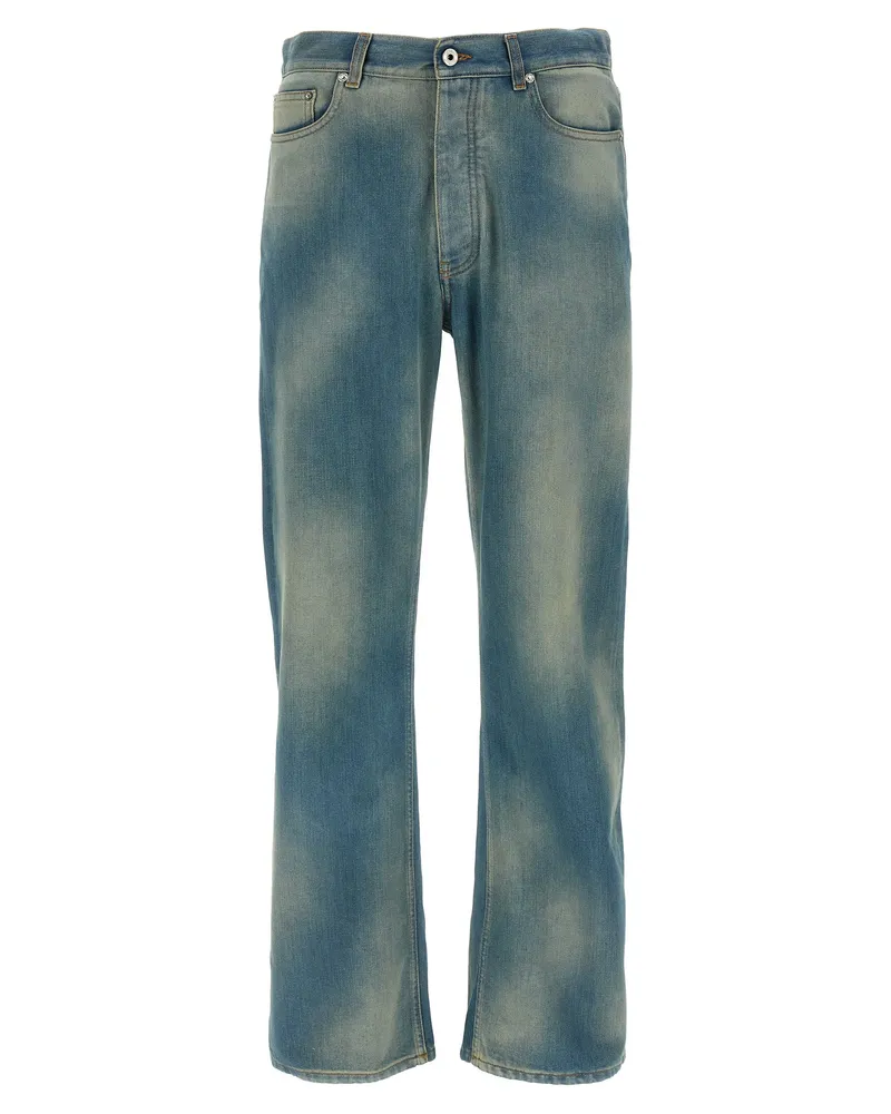 OFF-WHITE Cremefarbene „Diag Raw Patch“-Jeans Blue