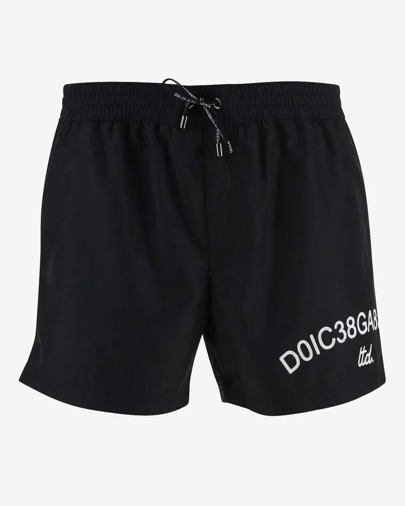 Dolce & Gabbana Nylon Badeanzug mit Logo Black
