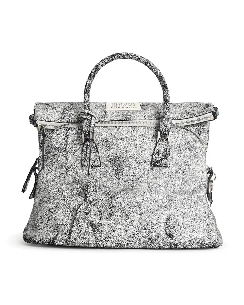 Maison Margiela 5 ac' schwarz -weiß gebrochener Lear -Tasche White