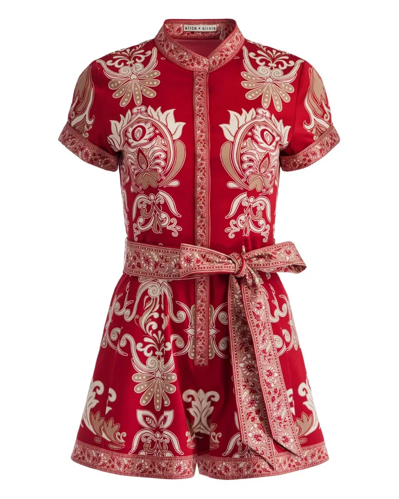 Alice + Olivia Lucy Cotton Short Strampler Red