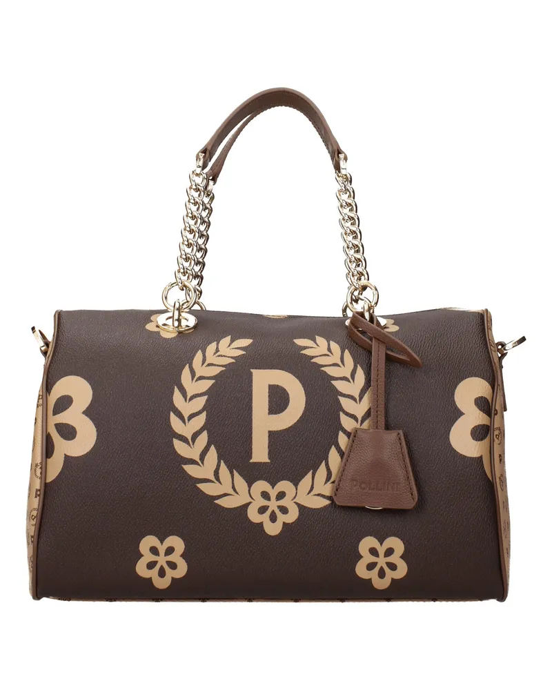Pollini Damens Handtaschen PVC Braun/Creme -