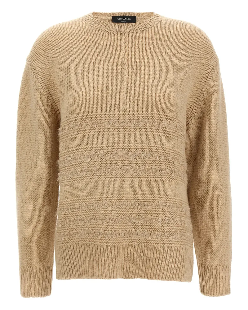 Fabiana Filippi Bouclé Einsatzpullover Beige