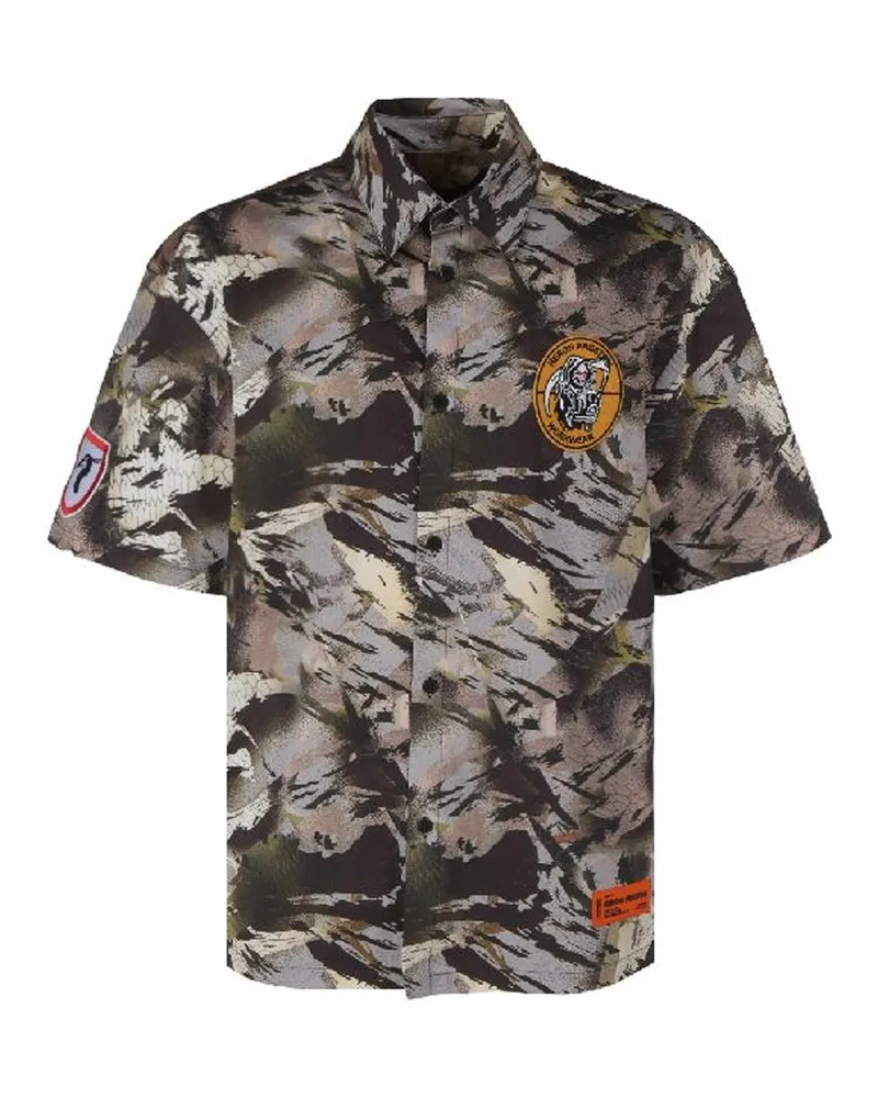 Heron Preston Camouflage Popline Shirt Grün