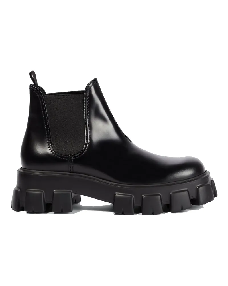 Prada Monolith Leder -Knöchelstiefel Black