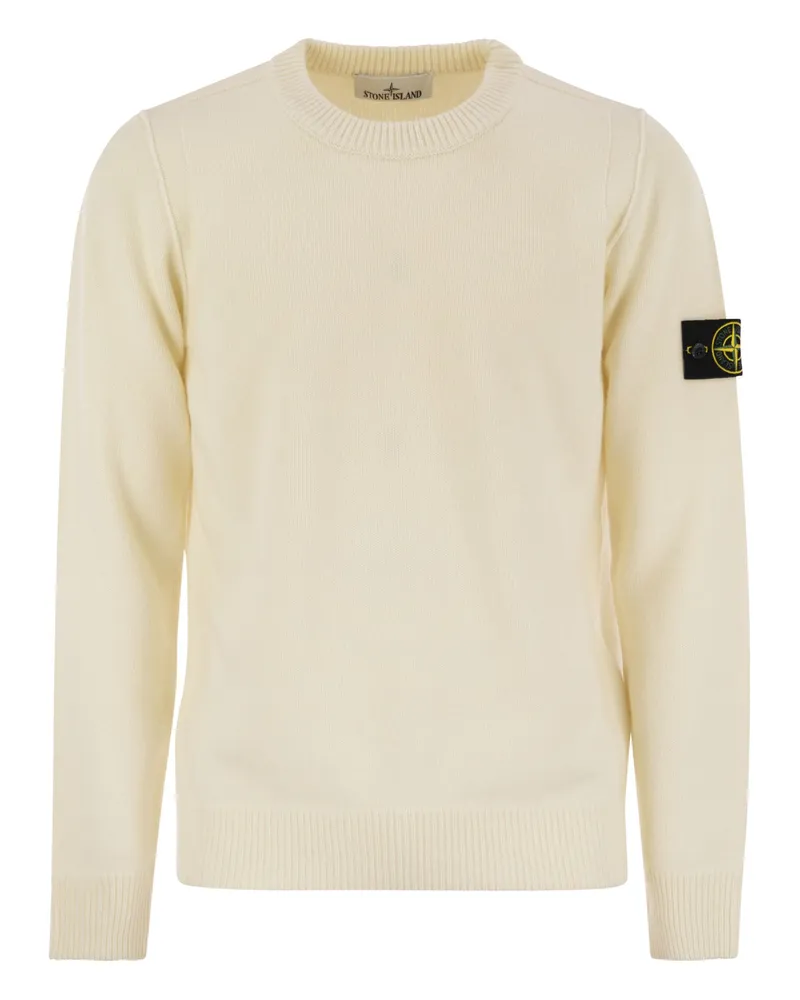 Stone Island Crew Neck Jumper mit Rückwärtsnähten Details Ivory