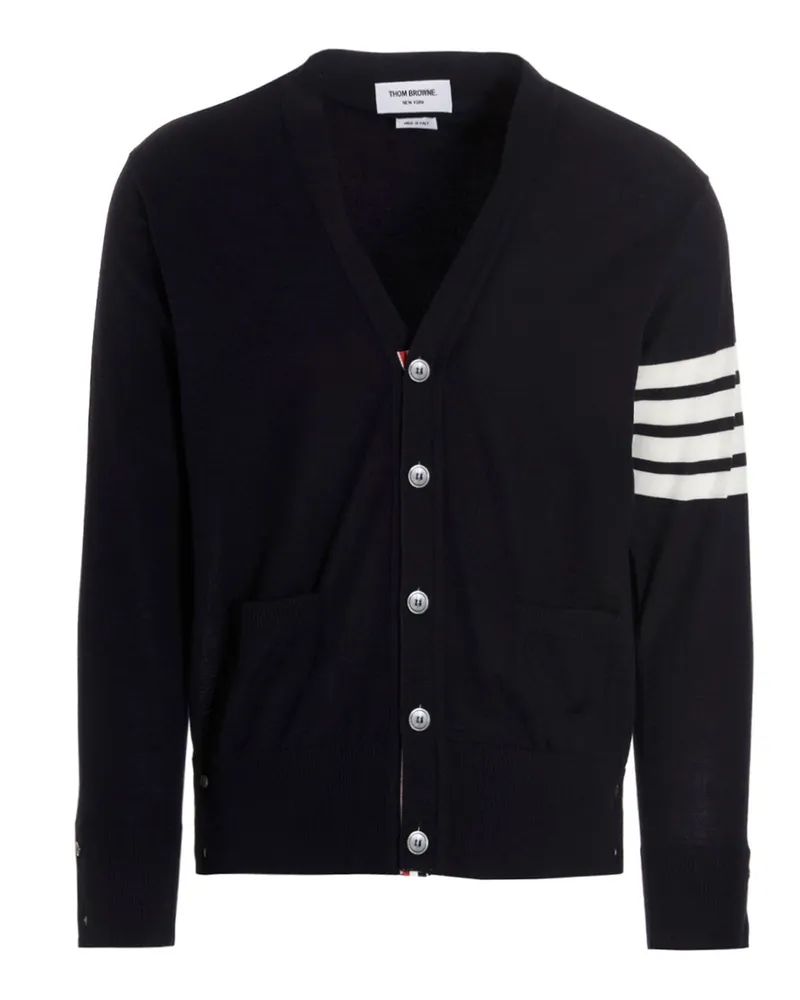 Thom Browne Merino Wolle Strickjacke Blau