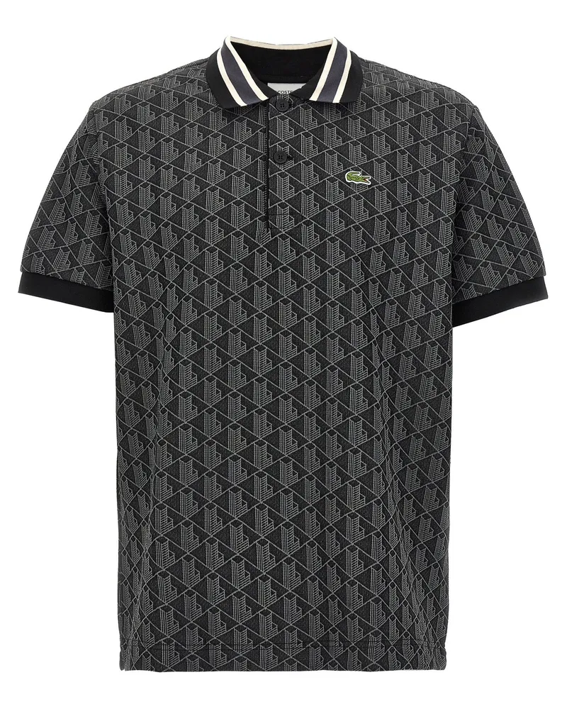Lacoste Jacquard Monogramm Poloshirt Black