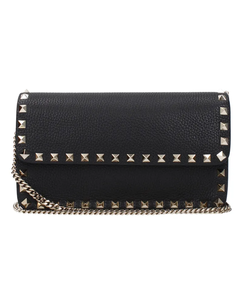 Valentino Garavani Damens Pochette aus schwarzem Leder -