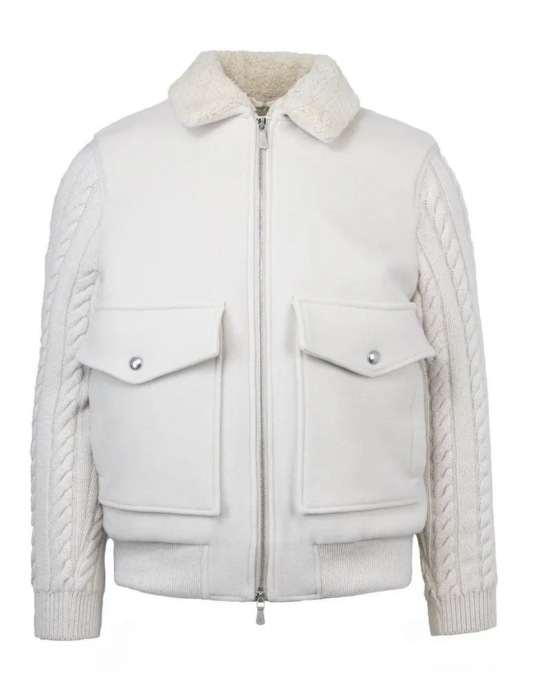 Eleventy ELEGSY GIUBBINO CON Inserti in Maglia Beige Sand