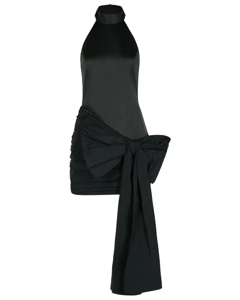 ROTATE Birger Christensen Drehen Sie das Kleid mit Bug in schwarzem Polyester Black