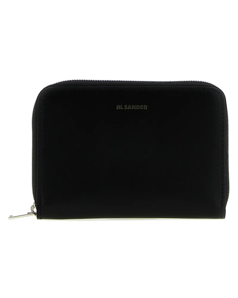 Jil Sander Reißverschluss Leder Brieftasche Schwarz