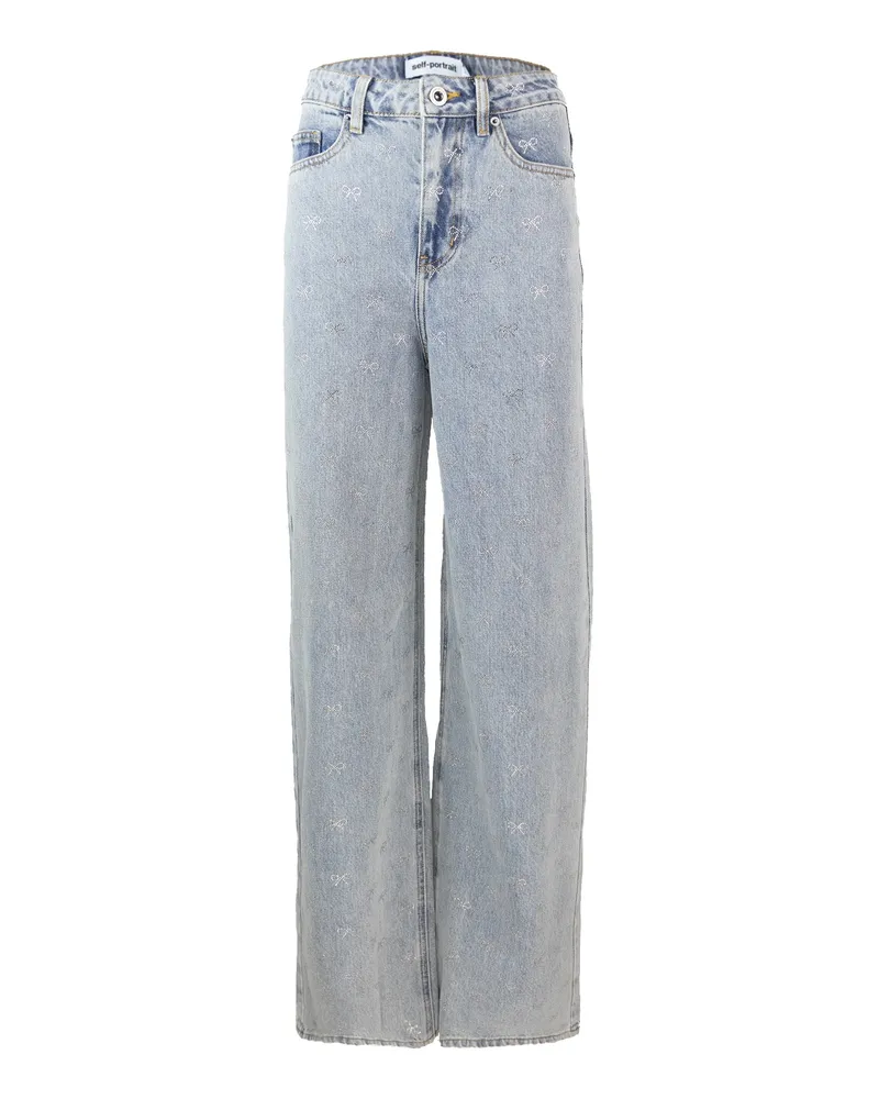Self-Portrait Selbstporträt -Jeans hellblau Diamante Bogen Blue
