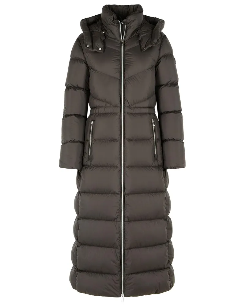 Moose Knuckles Belle' Long Braun Nylon Down Jacke Brown