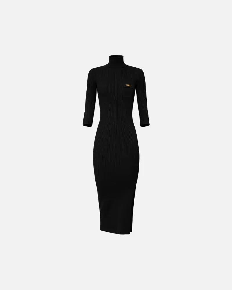 Elisabetta Franchi Strickkleid mit Tasche Black