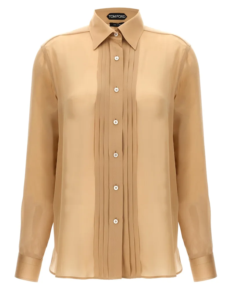 Tom Ford Plissee Plastronhemd Beige