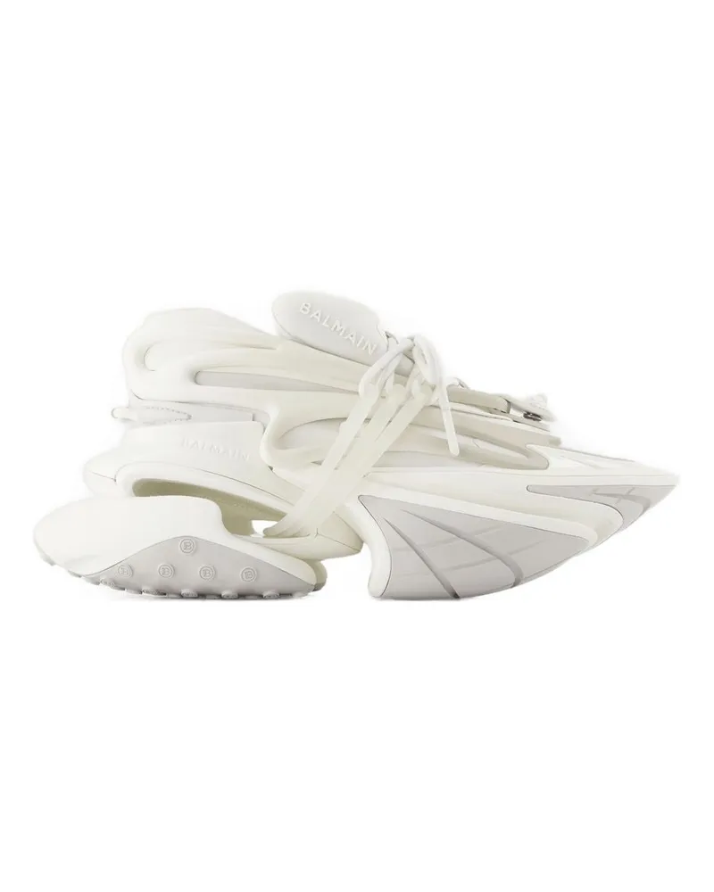Balmain Einhorn -Turnschuhe  Leder weiß White