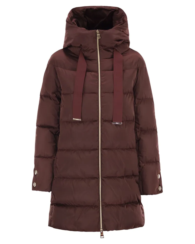 Herno eine Form -Down -Jacke mit Kapuze Bordeaux
