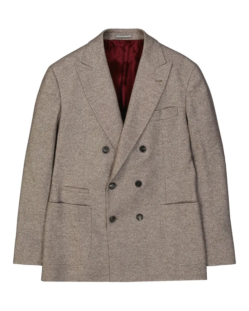Brunello Cucinelli Doppel gestillte Wolle Jacke Beige