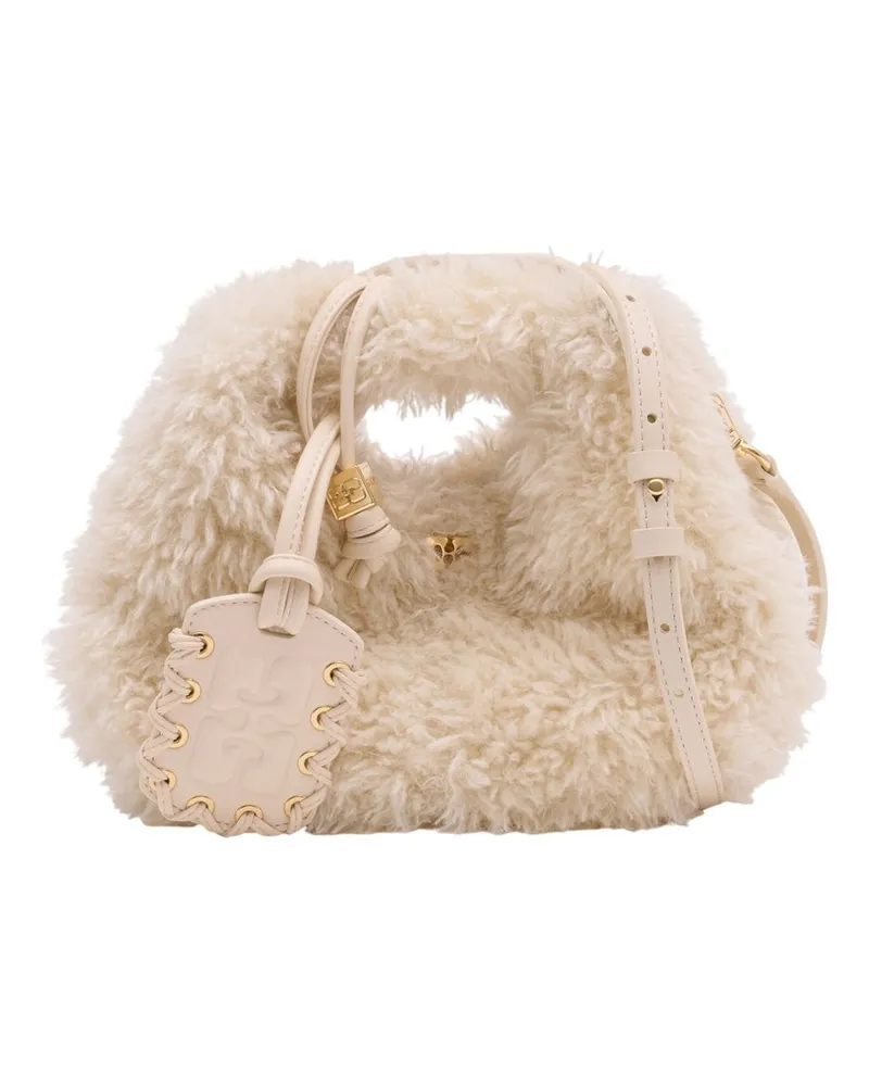 Ganni Mini-Fell-Geldbörse  Synthetik Weiß Weiß